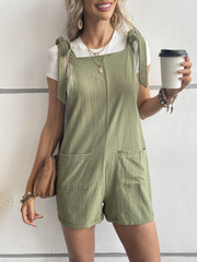 Solid Knot Strap Jumpsuit with Patched Pockets