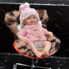 6-Inch Silicone Reborn Kids Doll Pink Outfit Pom Pom Hat Red Sweater