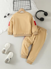 Kids Splicing Pullover Sweatshirt & Pants Set