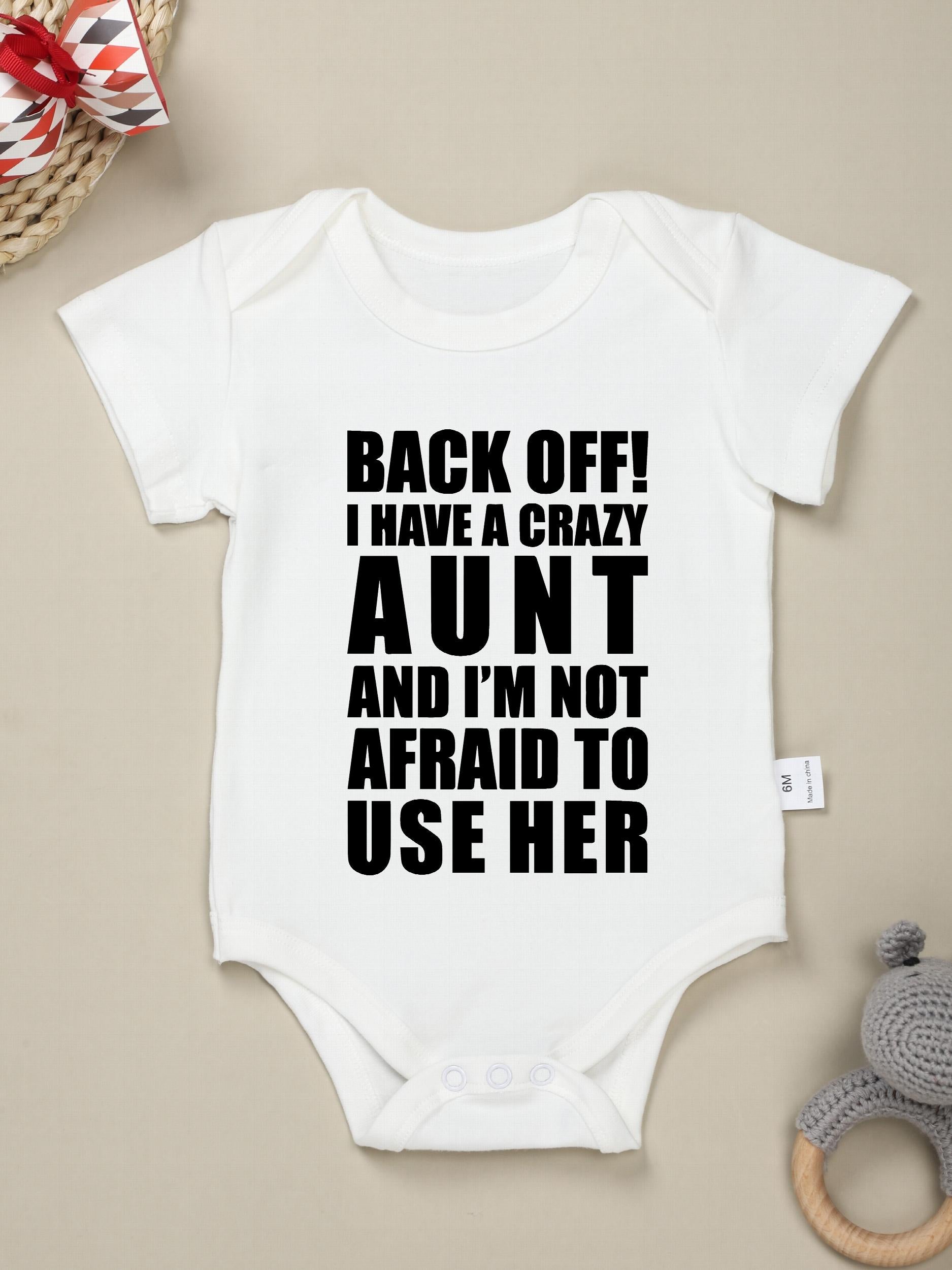 Baby Boys BACK OFF Print Romper Short Sleeve Bodysuit