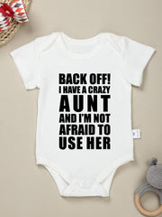 Baby Boys BACK OFF Print Romper Short Sleeve Bodysuit
