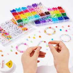 48 Colors Beaded Craft Kit with Rainbow Acrylic Round Beads, Letter Beads