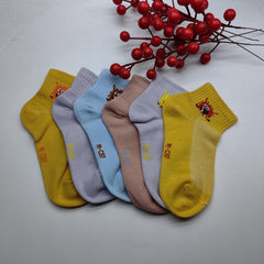 6 Pairs Kids Cartoon Letters Socks Breathable Sweet Girls Socks