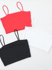 3pcs Solid Crop Cami Top Set for Women