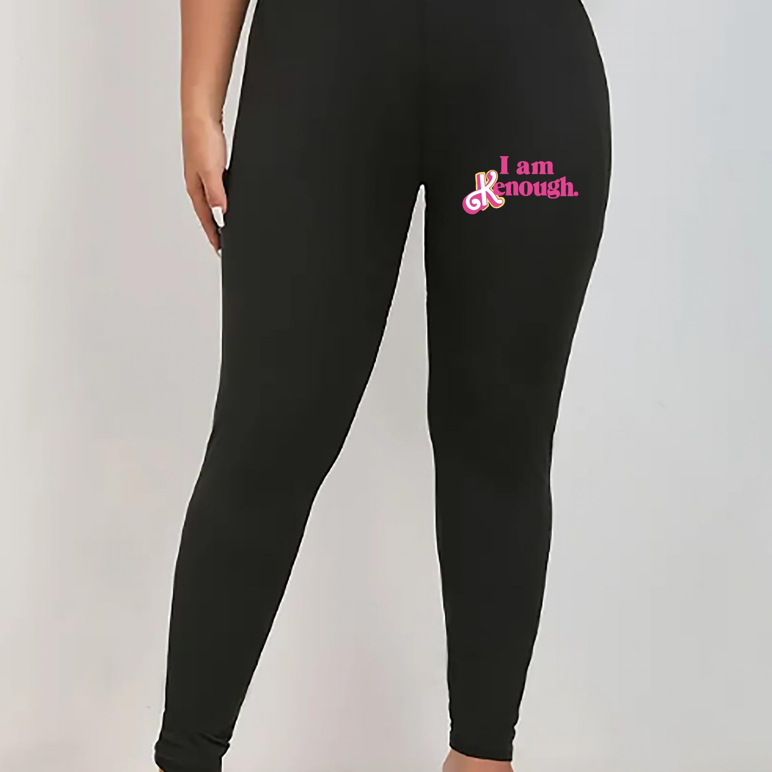 Slogan Print High Rise Skinny Leggings