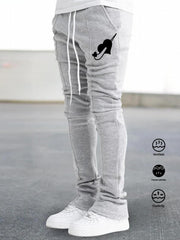 Red Heart Pattern Letter Print Joggers Men s Casual Loose Fit Pants