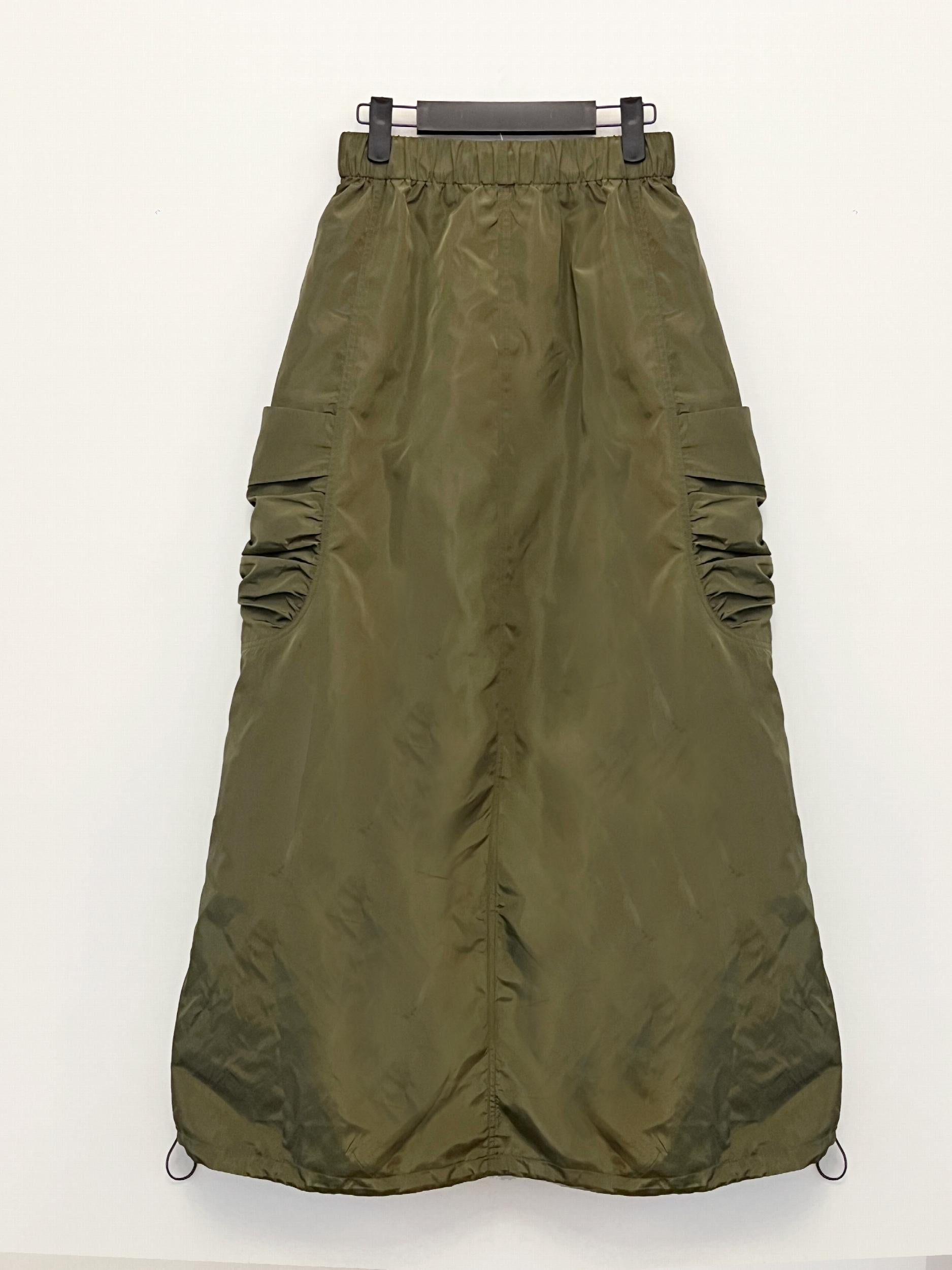 Cargo Skirt High Waist Drawstring Pockets Casual