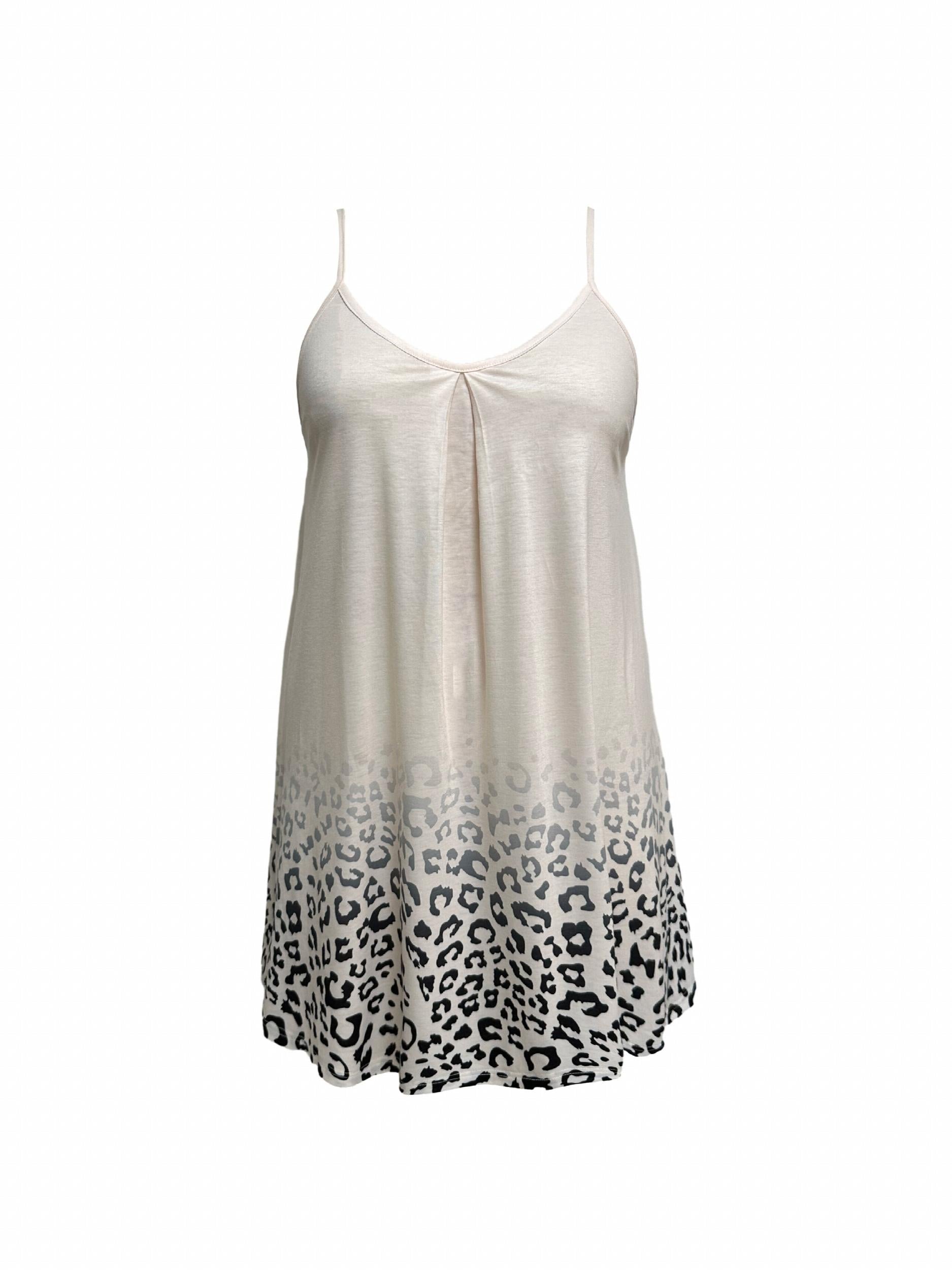 Leopard Print V Neck Cami Sleep Dress