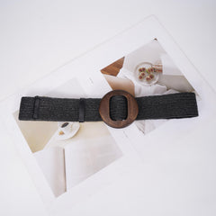 Vintage Braided Belt Elastic Straw Rattan Waistband Women Girdle Belts