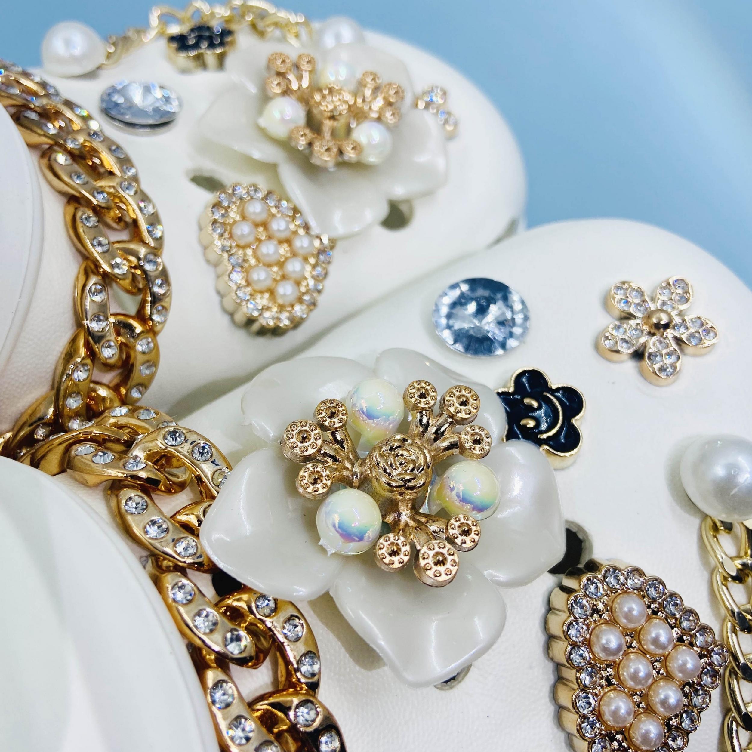 14pcs Pearl Rhinestone Shoe Charms Bling For Women Girls Kids