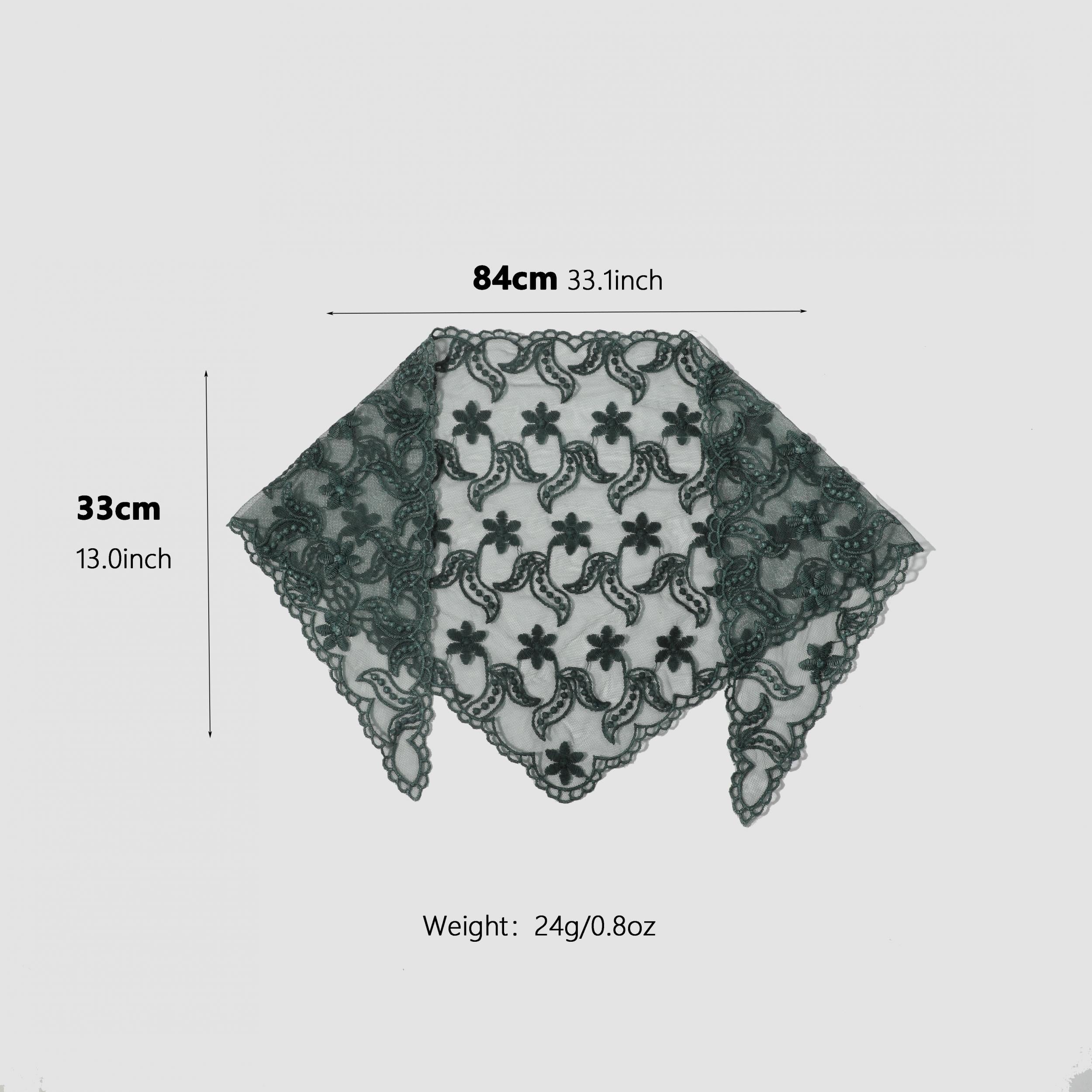 Flower Embroidered Triangle Scarf Thin Shawl for Women