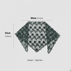 Flower Embroidered Triangle Scarf Thin Shawl for Women