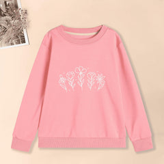 Girls Flowers Graphic Sweatshirt Comfy Round Neck Pullover Autumn Clothing