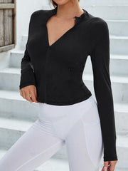 Solid Slim Fit Yoga Jacket Long Sleeve Zipper T-shirt Women's Clothing