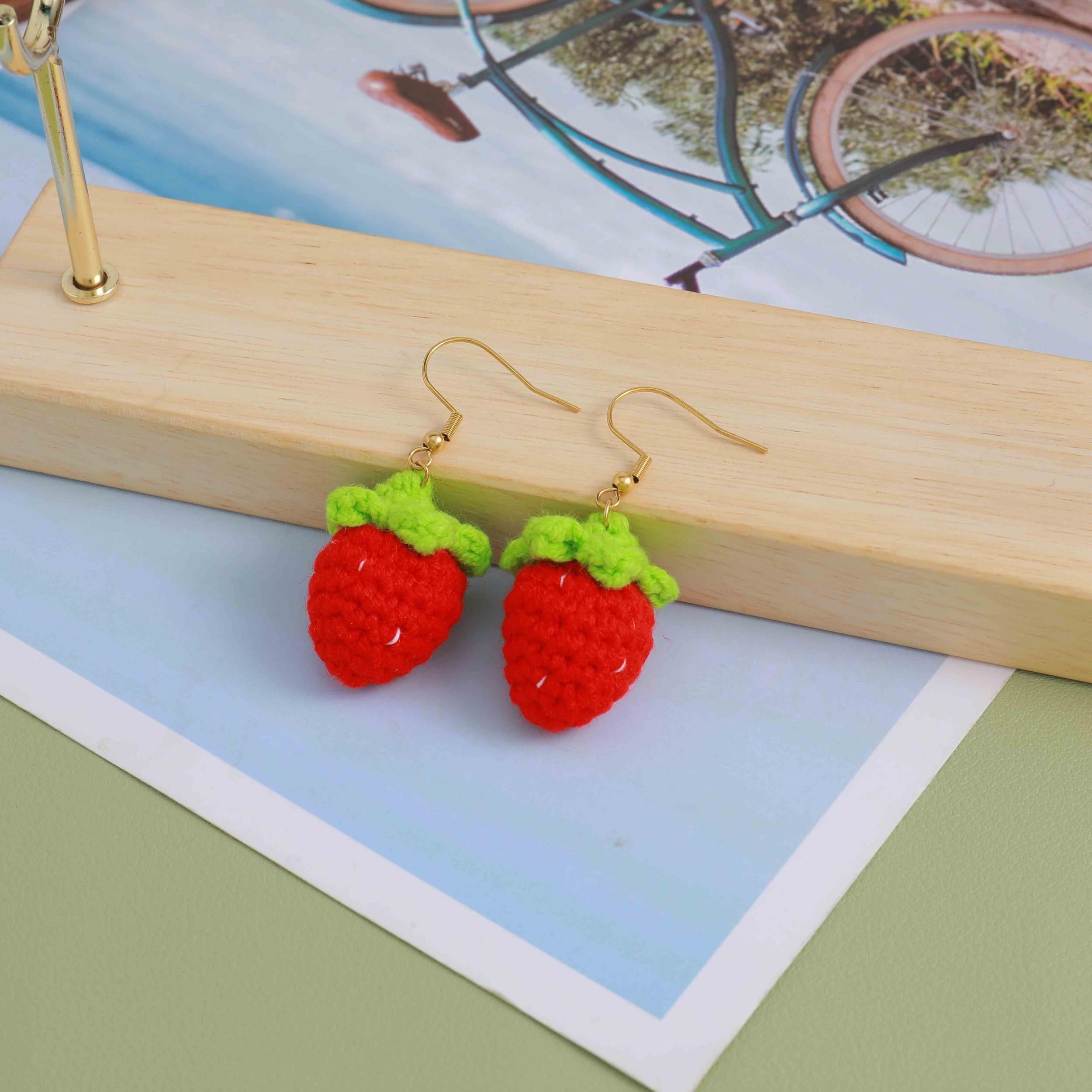 Strawberry Dangle Earrings Stainless Steel Ear Pin