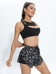 Drawstring Elastic Waist Sporty Short High Stretch Fitness Sports Short
