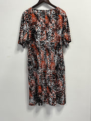 Allover Print Short Sleeve Dress With Pockets