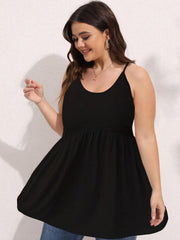 Cami Top Women's Plus Plain Ruched Peplum Cami Top