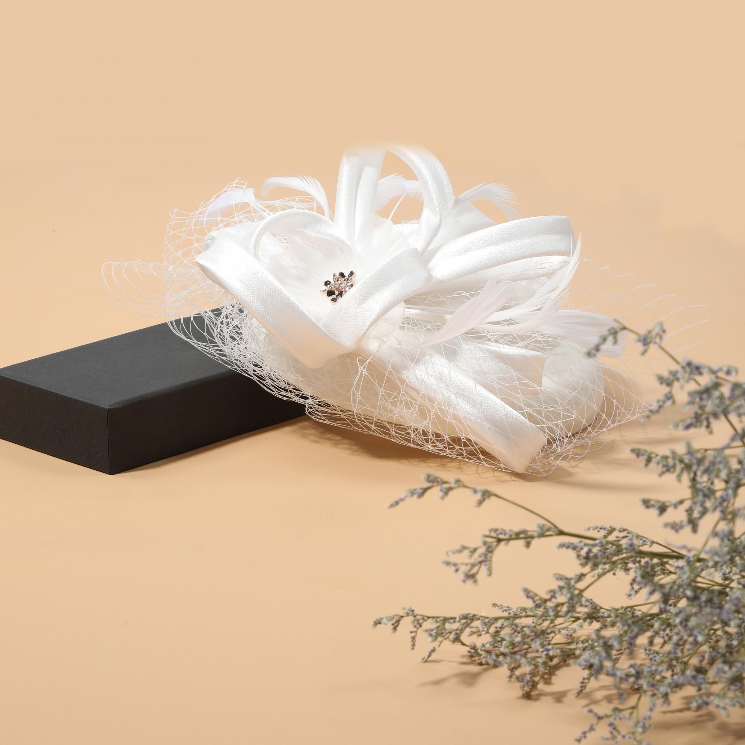 Feather Veil Fascinators Hat French Hepburn Style Pillbox Hats