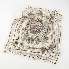 Vintage Chain Print Square Scarf Silk Bandana Satin Shawl Classic Head Wraps