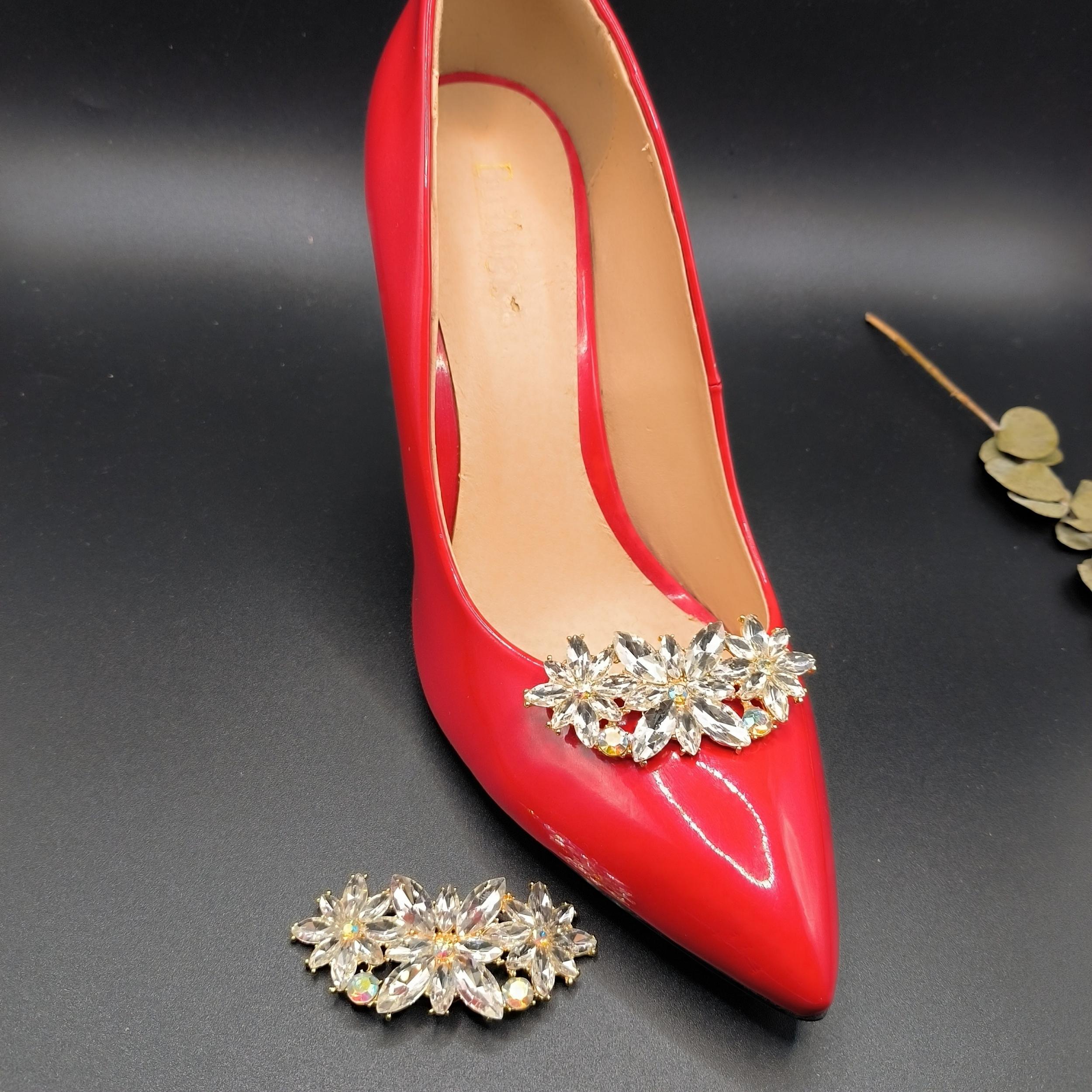 Colorful Fake Diamond 3 Plum Blossom Shoe Accessories - Set Of 2