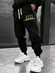 Men's Alien Graphic Joggers with Stretch and Drawstring