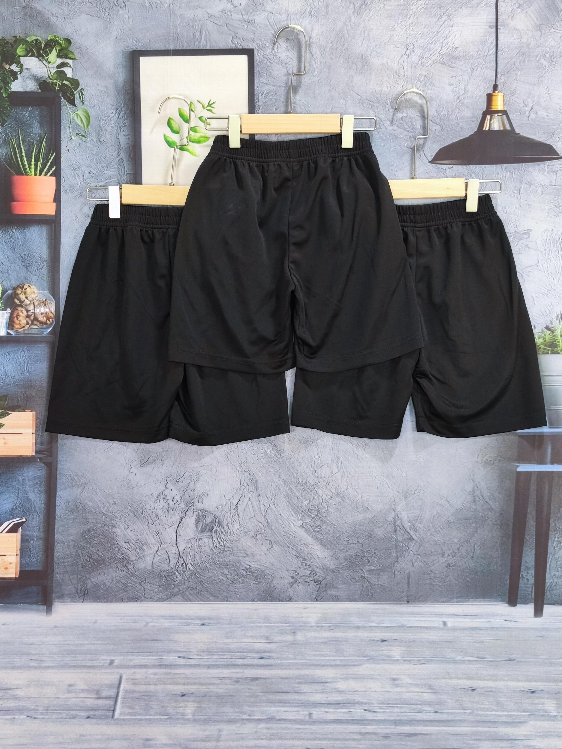 3pc Boys Gym Workout Shorts Quick Dry Athletic Training Running Hiking Jogger