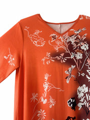 Women's Floral Print Maxi Dress V Neck Half Sleeve Slight Stretch