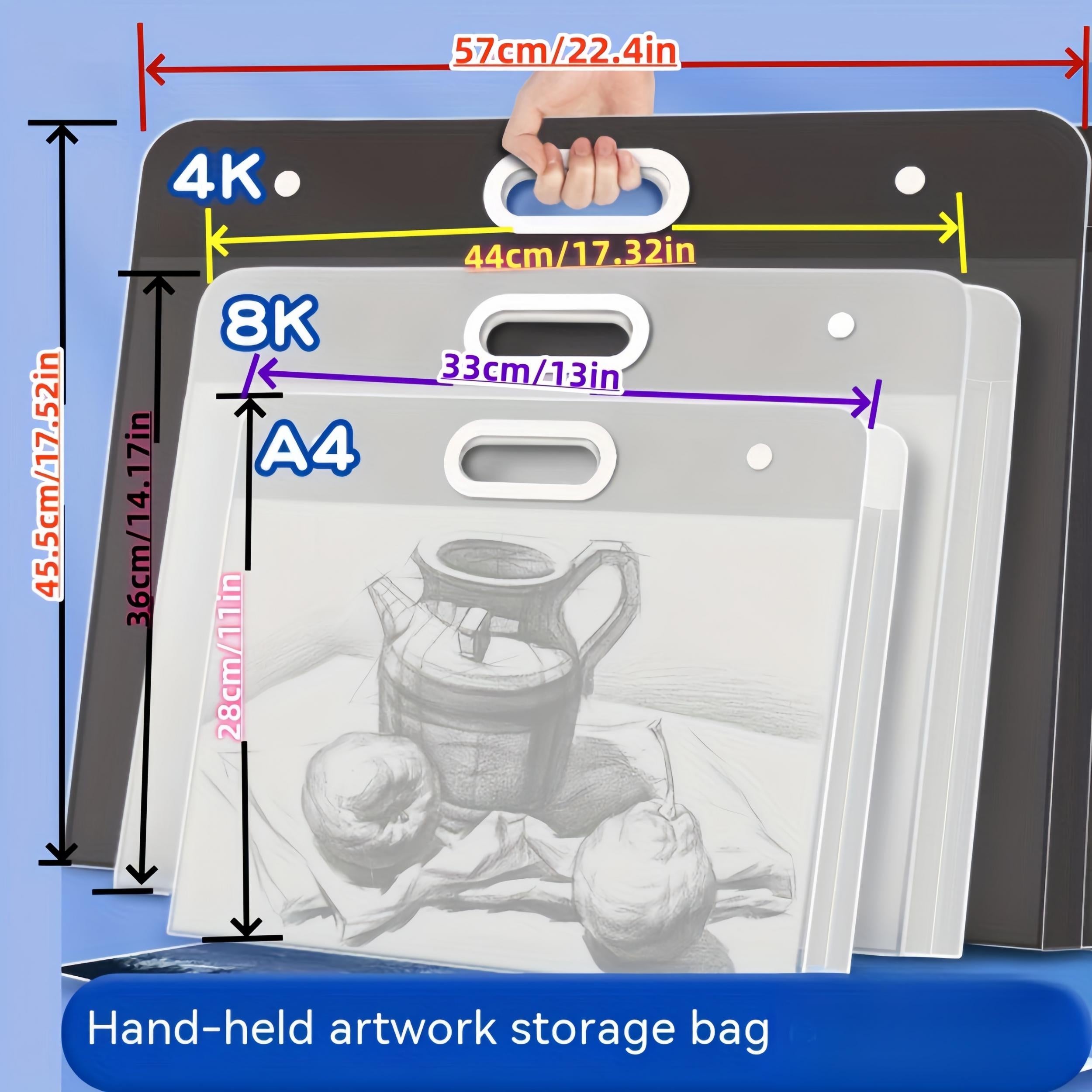 4K Painting Book Bag Drawing Storage Clip Collection A3 File Bag