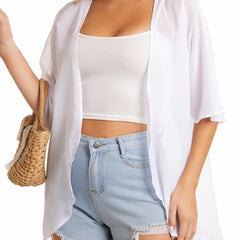 Chiffon Loose Cover Up Solid Casual Comfy Blouse Kimono