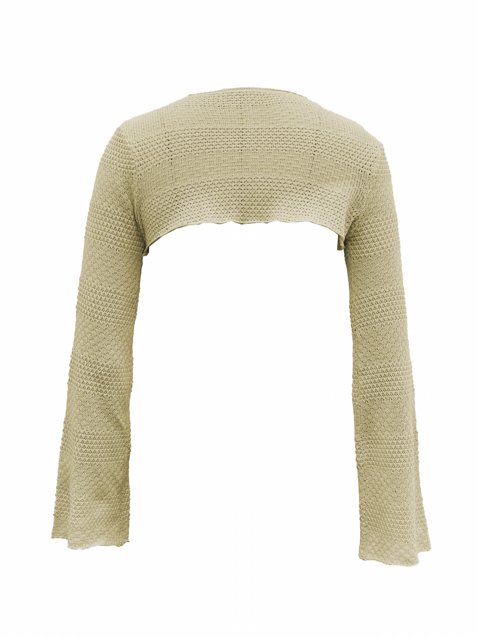 Vacation Crop Knitted Sweater Long Sleeve Casual Sweater Spring & Summer