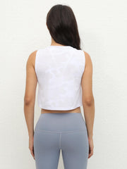Women's Casual Crop Sports Tank Top Crew Neck Yoga Fitness Running