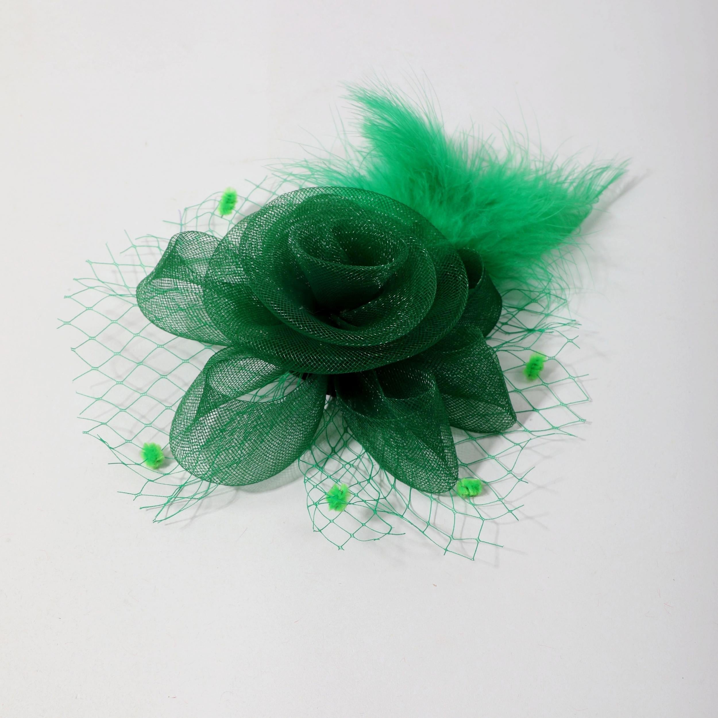 Bridal Feather Head Piece Mesh Flower Hair Accessories Clip