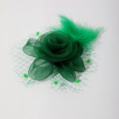 Bridal Feather Head Piece Mesh Flower Hair Accessories Clip