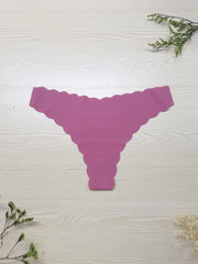 5pcs Scallop Trim Thongs Seamless & Comfy Stretchy Intimates Panties
