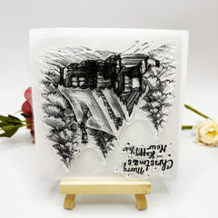 Christmas House Transparent Stamp for Card Making Decor