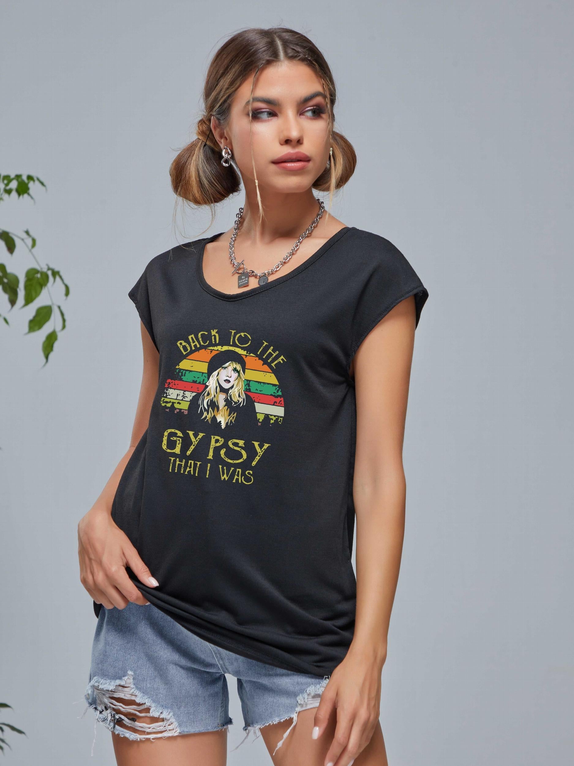 Girl Graphic Sports Tank Top V Neck Sleeveless Summer Tops