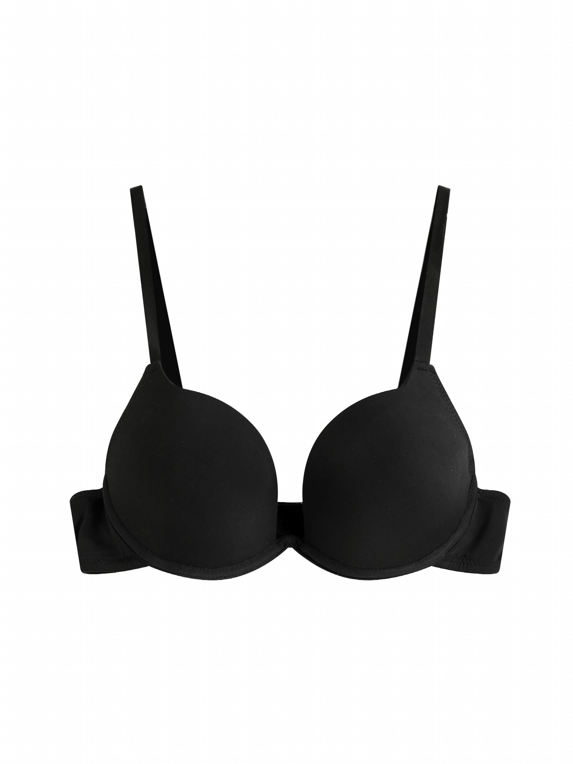 3pcs Solid T Shirt Bras Push Up Scoop Bra Women's Lingerie