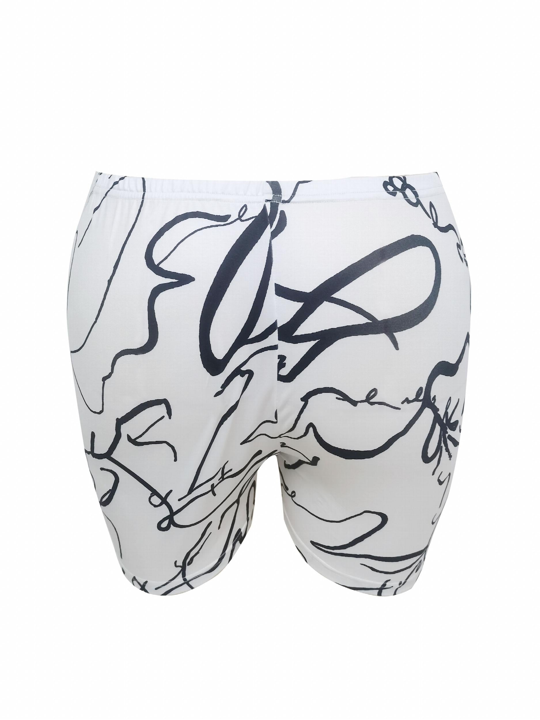Women's Plus Graffiti Print Off Shoulder Top & Shorts Set