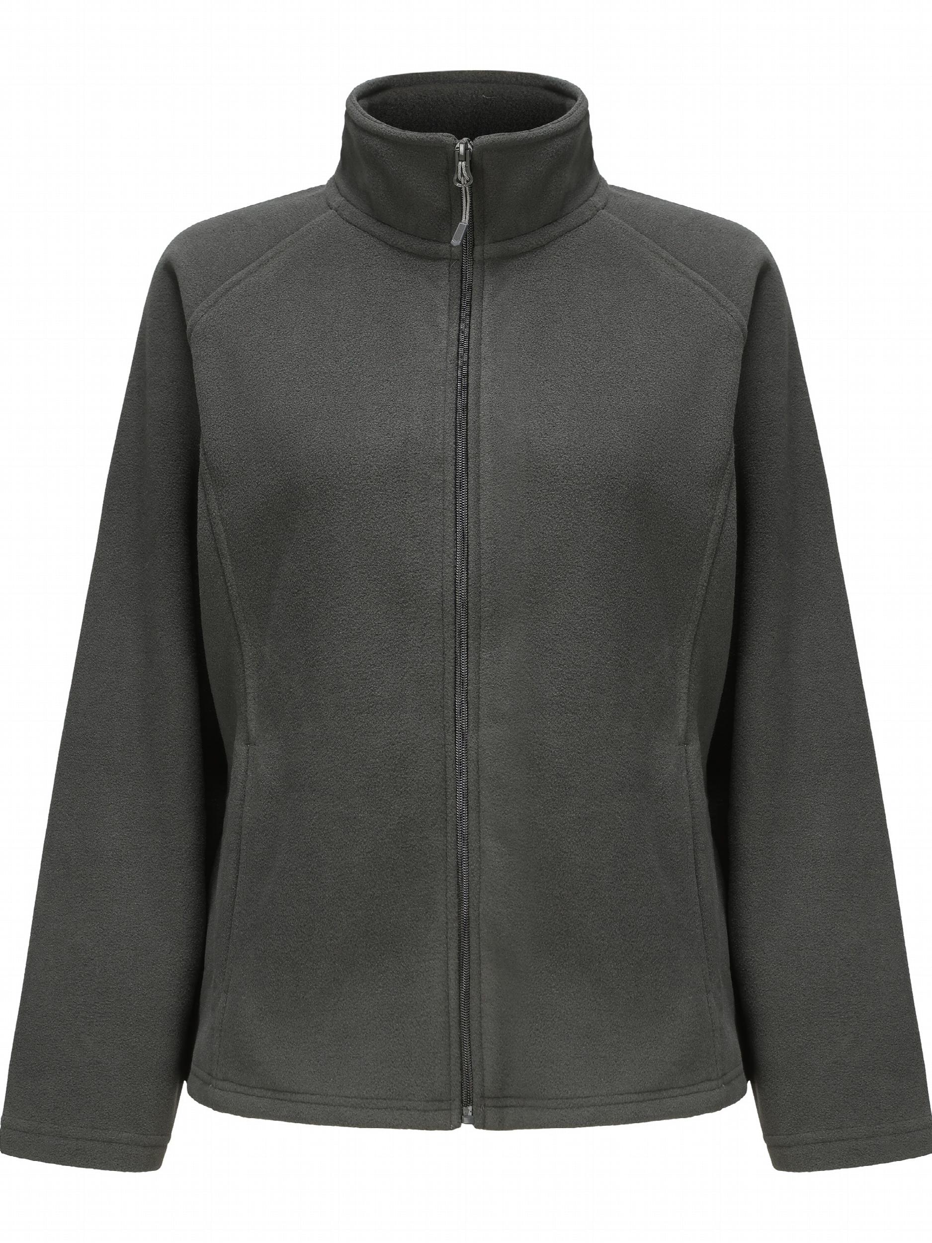 Women's Solid Fleece Sports Jacket Zipper Up Outdoor Workout Top
