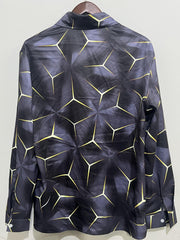 Geometric Print Men's Casual Button Up Long Sleeve Shirt
