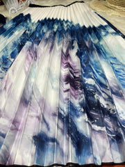 Painting Print Elastic Pleated A-line Skirt