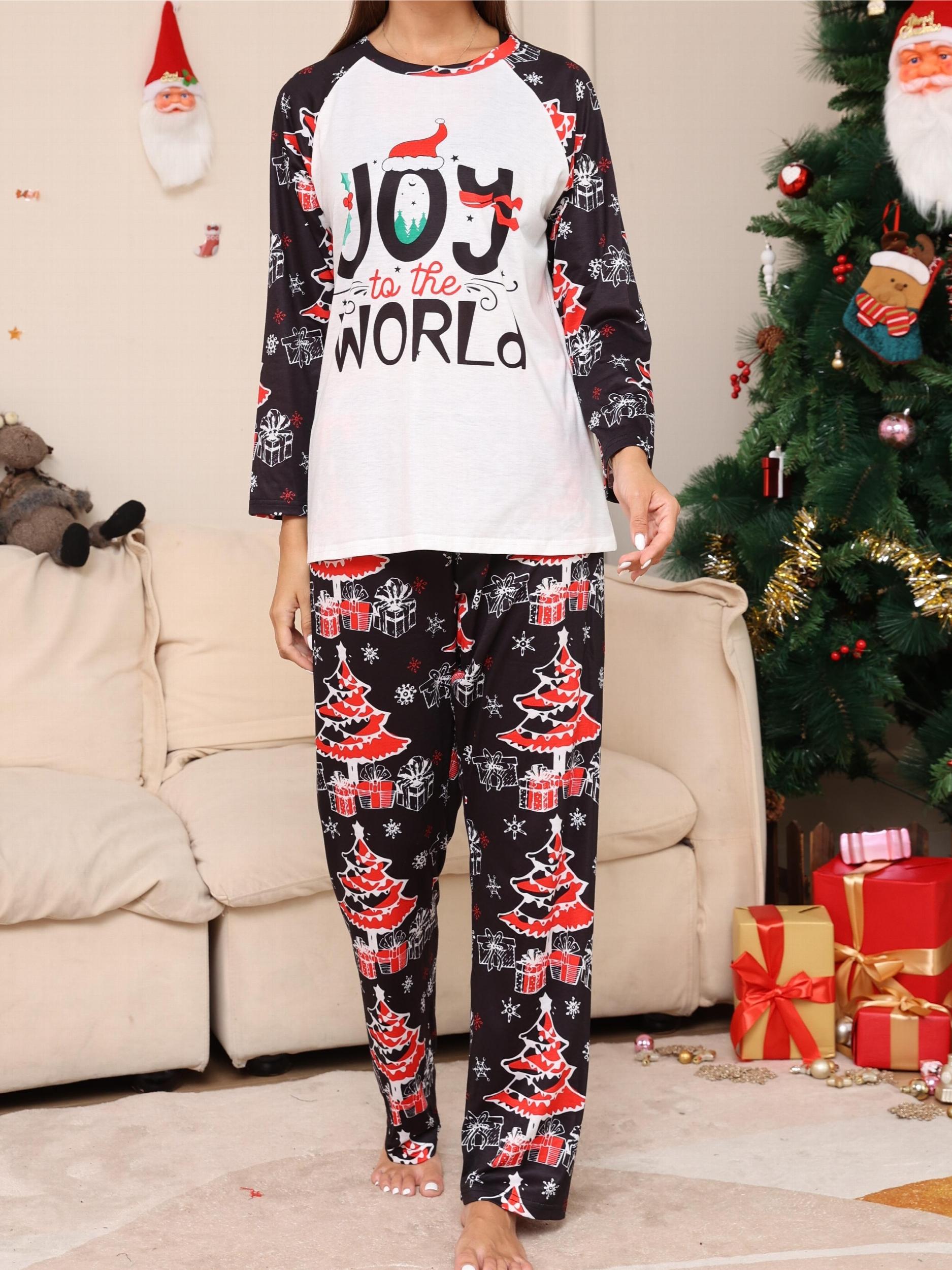 Christmas Pajama Set Women's Round Neck Tee & Pants Lounge 2Pc Set