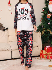 Christmas Pajama Set Women's Round Neck Tee & Pants Lounge 2Pc Set