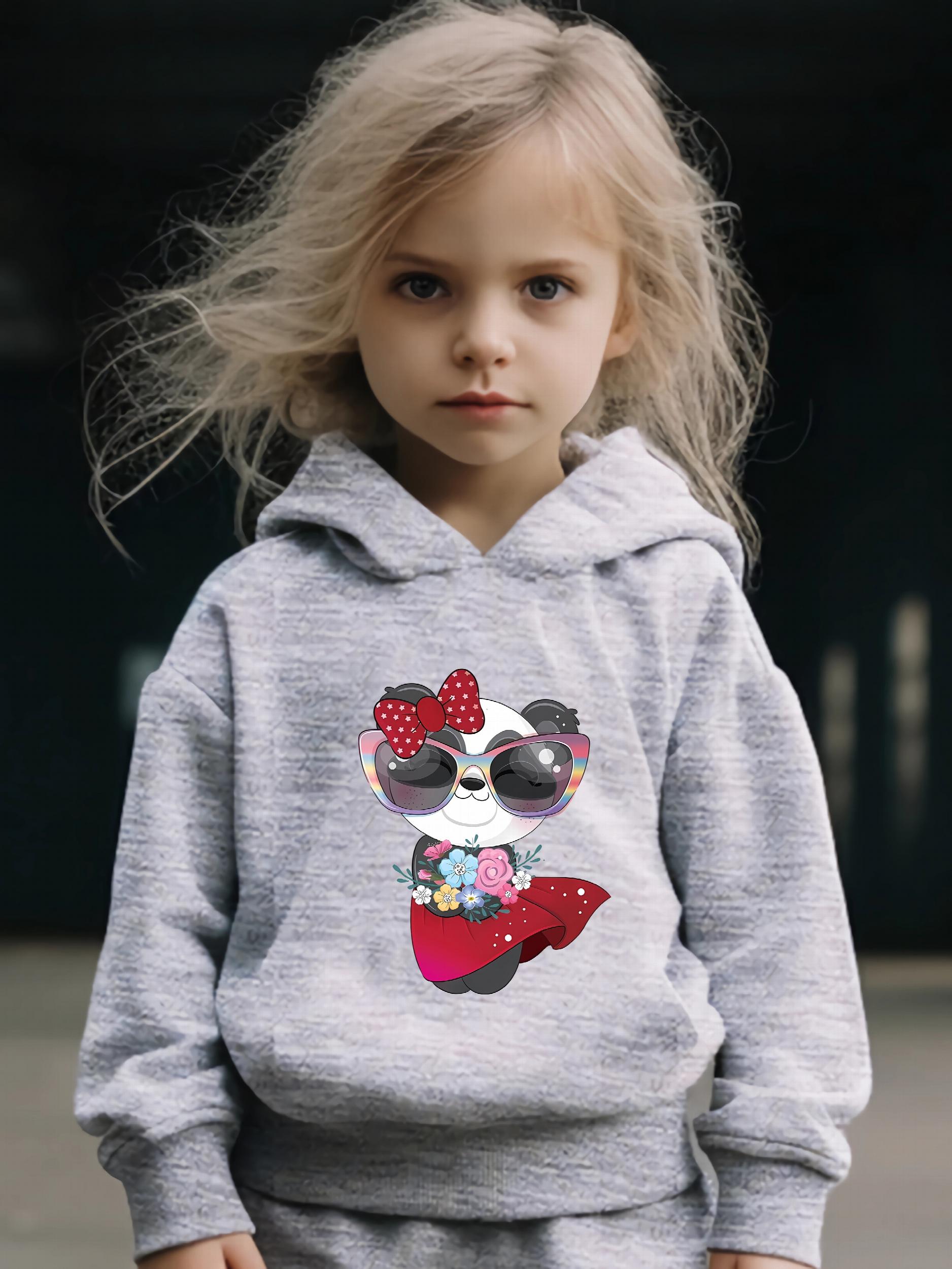 Happy Bowknot Panda Print Hoodie & Pants Set for Girls