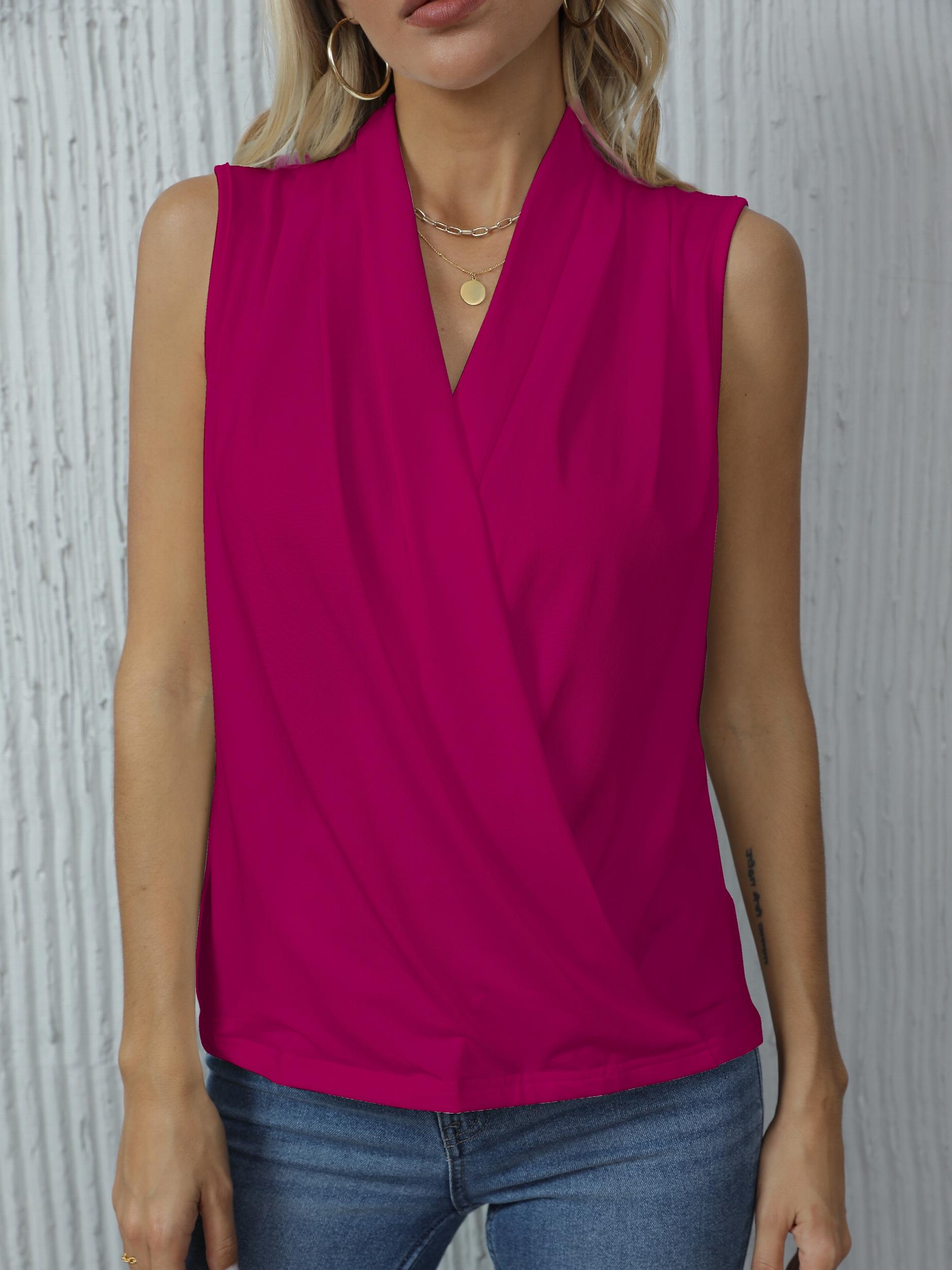 Ruched Surplice Neck Tank Top Sleeveless