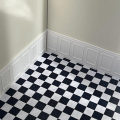1:12 Scale Checkerboard Wainscoting 3D Wall Stickers for Dollhouses Model Homes
