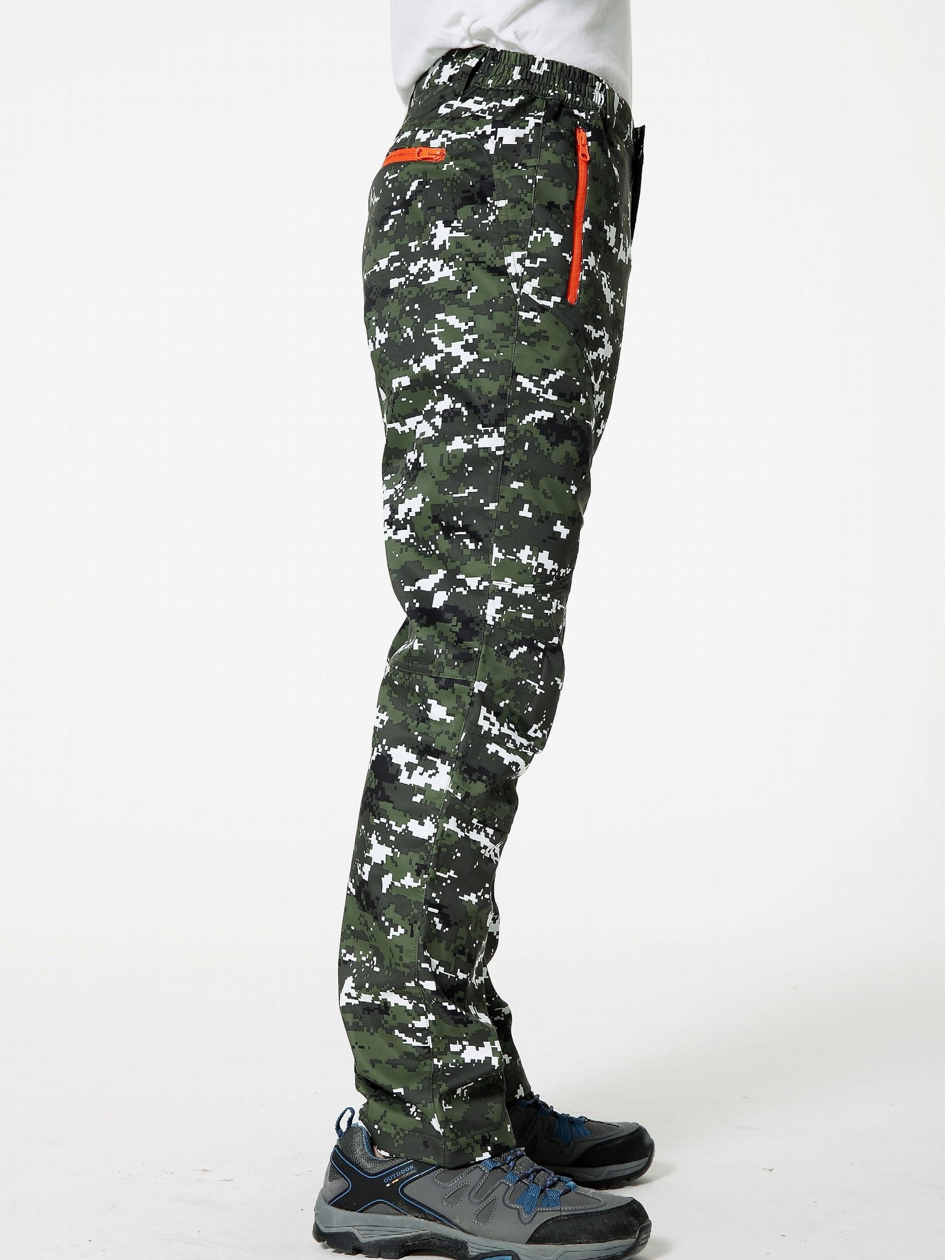 Men's Camo Zipper Pocket Pants Thermal Windproof Waterproof Trousers