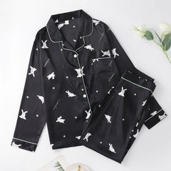 Bunny Print Pajama Set Long Sleeve Top & Pants