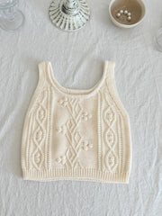 Baby Girl's Knitted Crop Top & Casual Blouse Set